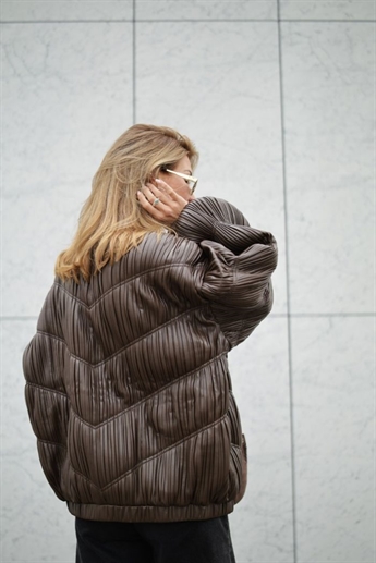 Rotate, Pleated bomber jacket, Brown